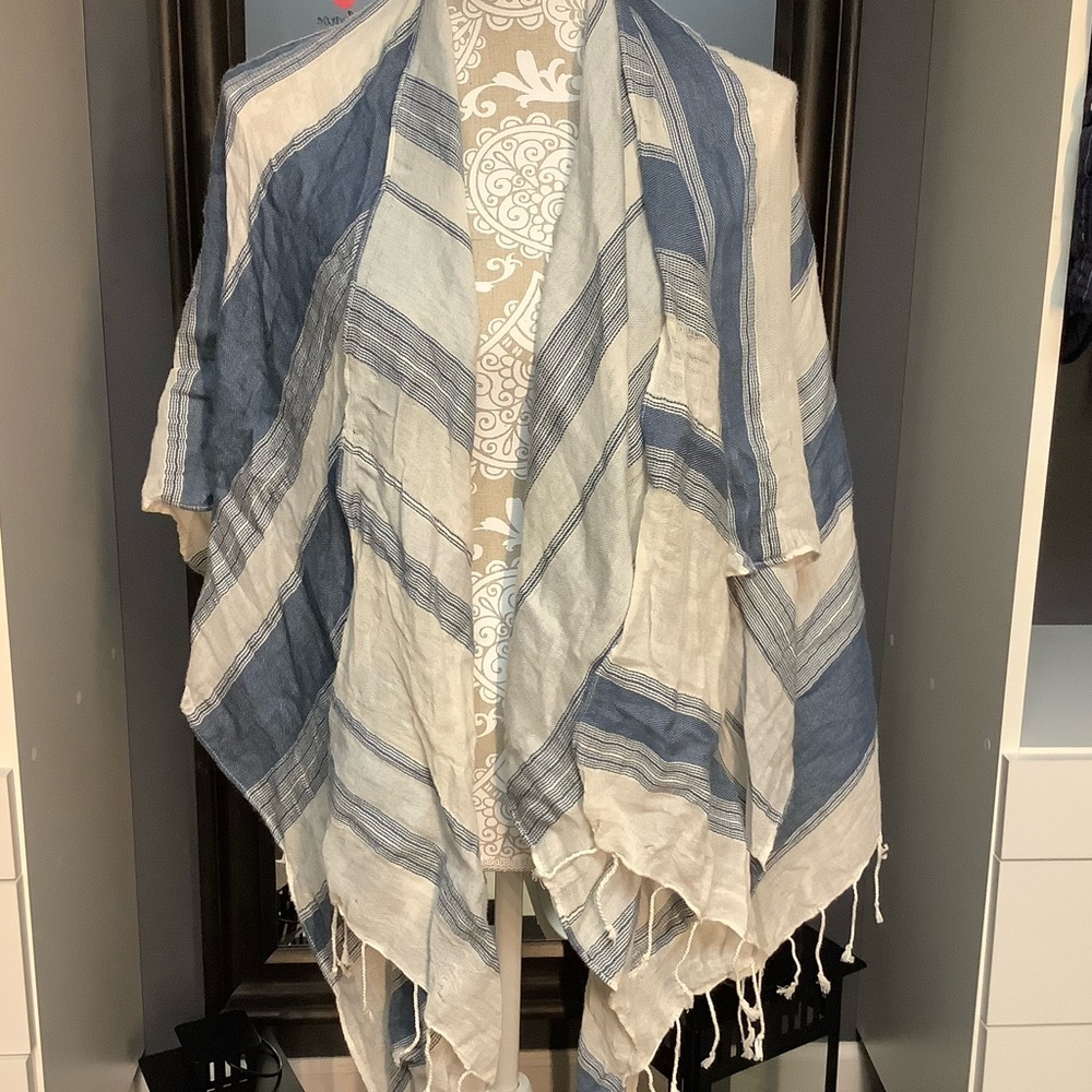 Blue/Cream Coverup-Cardigan